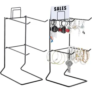 2 Pcs Jewelry Necklace Display Stand Retail Counter Display Stand for Necklace Bracelets, Earrings, Ring, Keys, Watches(Black)