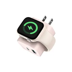 Charging Blocks for Apple Watch, 3-in-1 PD 20W USB C Charger Block with Built-in Wireless Watch Charging, Dual Ports Wall Charger Compatible with iPhone,iWatch