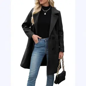 2025 Winter Fashion Elegant Mid-Length Double-Breasted Lapel Coat