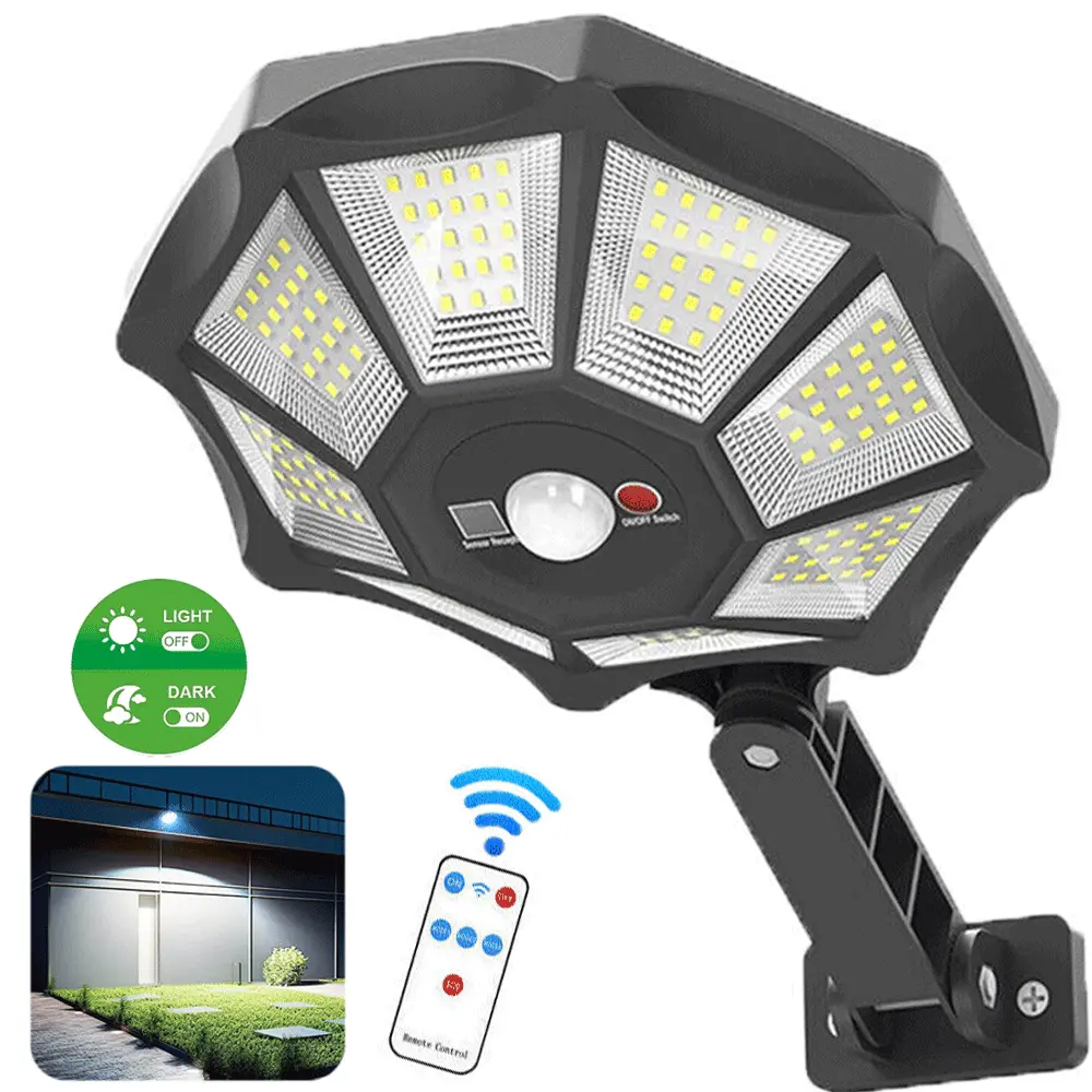 Outdoor LED Solar Street Light, LED Remote Control Solar Parking Lamp Wireless Motion Sensor Solar Security Wall Light, With 3 Modes Suitable For Home Decor Garden Street Deck Garden Garage Terrace Fence Porch Access Lighting Floodlight