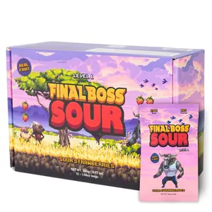 Final Boss Sour - Level 1 Strawberries (12 pack) Dried Fruit Sour Snack!