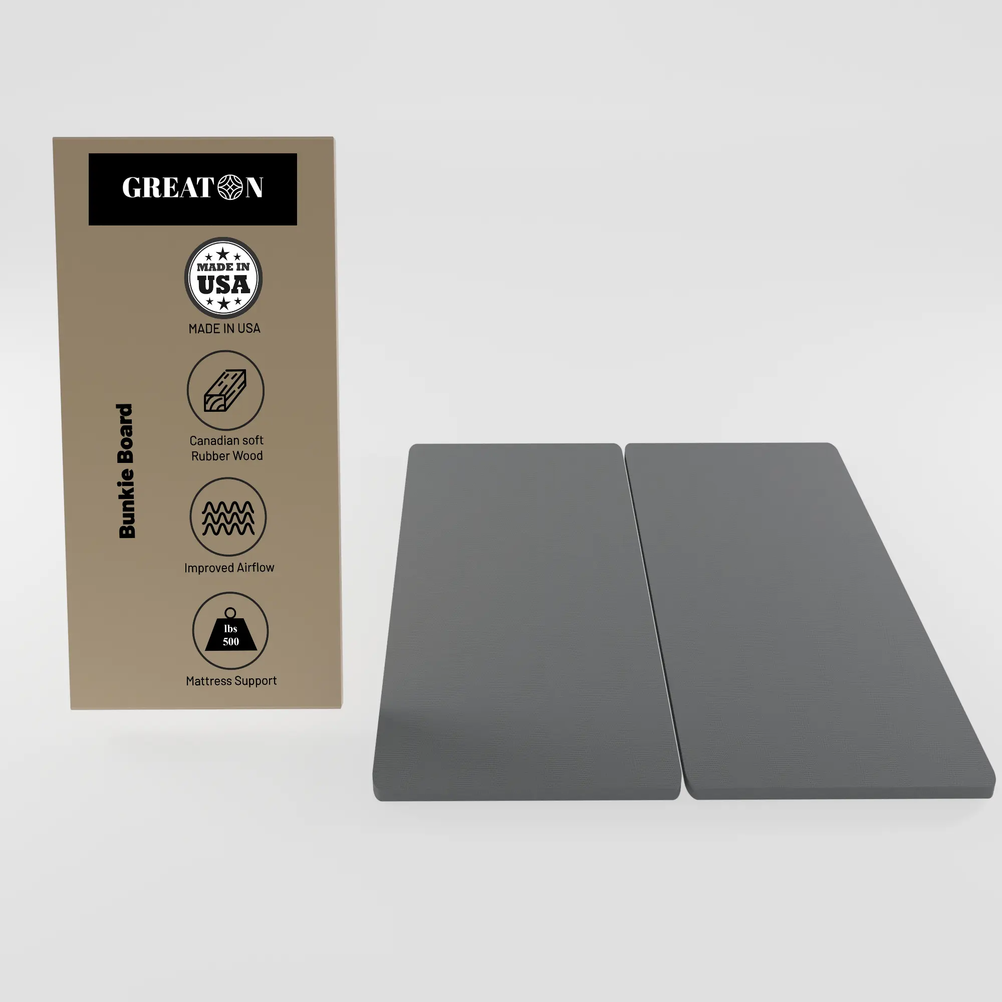 1.5-Inch Split Bunkie Board for Mattress/Bed Support - Fully Assembled, Improved Comfort and Support,Gray