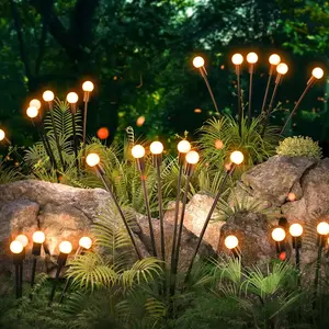 Solar Outdoor Firefly Look String Lights Double Pack - Solar Outdoor Lights, Waterproof, 6/8/10 LED Options, 600mAh Rechargeable Battery, Sensor Control with Auto Shut-Off, Garden/Patio Landscape Lighting, Ideal Christmas Gift