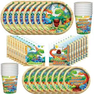 Dinosaur Birthday Party Supplies Tableware Classic Set for 16 Guests