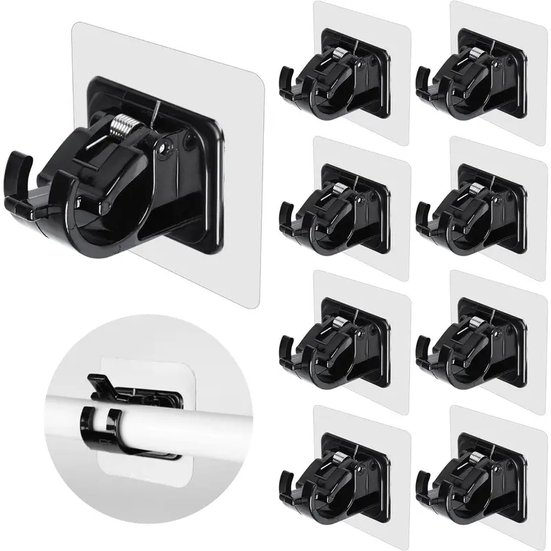 Curtain Rod Brackets No Drilling, 8 PACK Self Adhesive Curtain Rod Holder Hooks, Hangers for Bathroom Kitchen Home Bathroom & Hotel Use