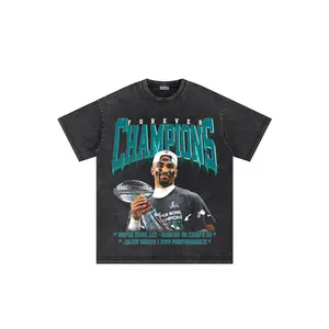 Women's The Drizzled Jalen Hurts-Vince Lombardi Streetwear T-Shirt, Cotton Loose Short-Sleeve Fabric Top