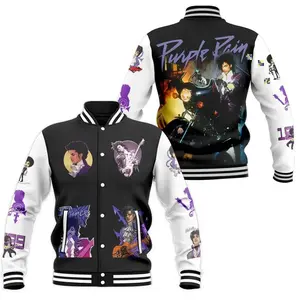 Prince Purple Rain Varsity Jacket, Retro Rock Music Graphic Design, Unisex Varsity Baseball Jacket, Classic Sport Street Style Jacket
