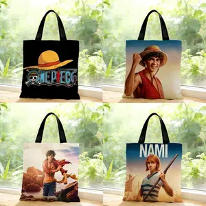 One Piece TV show anime passionate Storage Bags Canvas Bags Series Print Bag Lightweight Shoulder High Appearance Large Capacity Minimalist  Soft Fabric Bag Shopping Bags