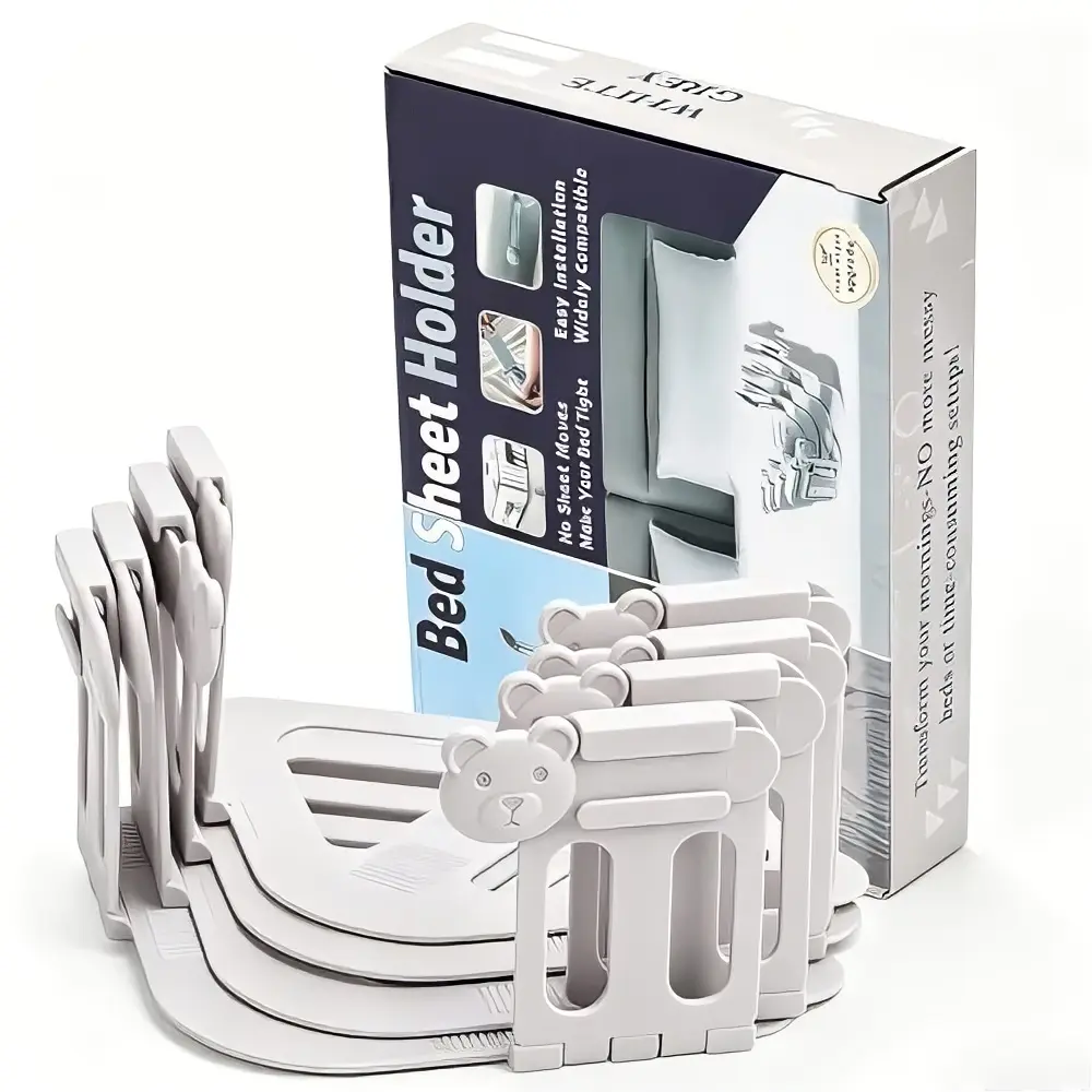 SheetMate 4-Pack Bed Sheet Holders - Foldable Portable Fasteners for Securing Bedding, Compatible with Multiple Bed Types, Home Organizer Rack Accessory