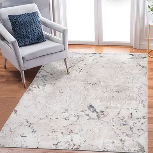 LOOM & LUXE Collection 8x10 Multi-Color Modern Machine Woven Medium Pile Synthetic Fiber Area Rug, Non-Shedding, Stain Resistant, Stylish for Living Room, Bedroom