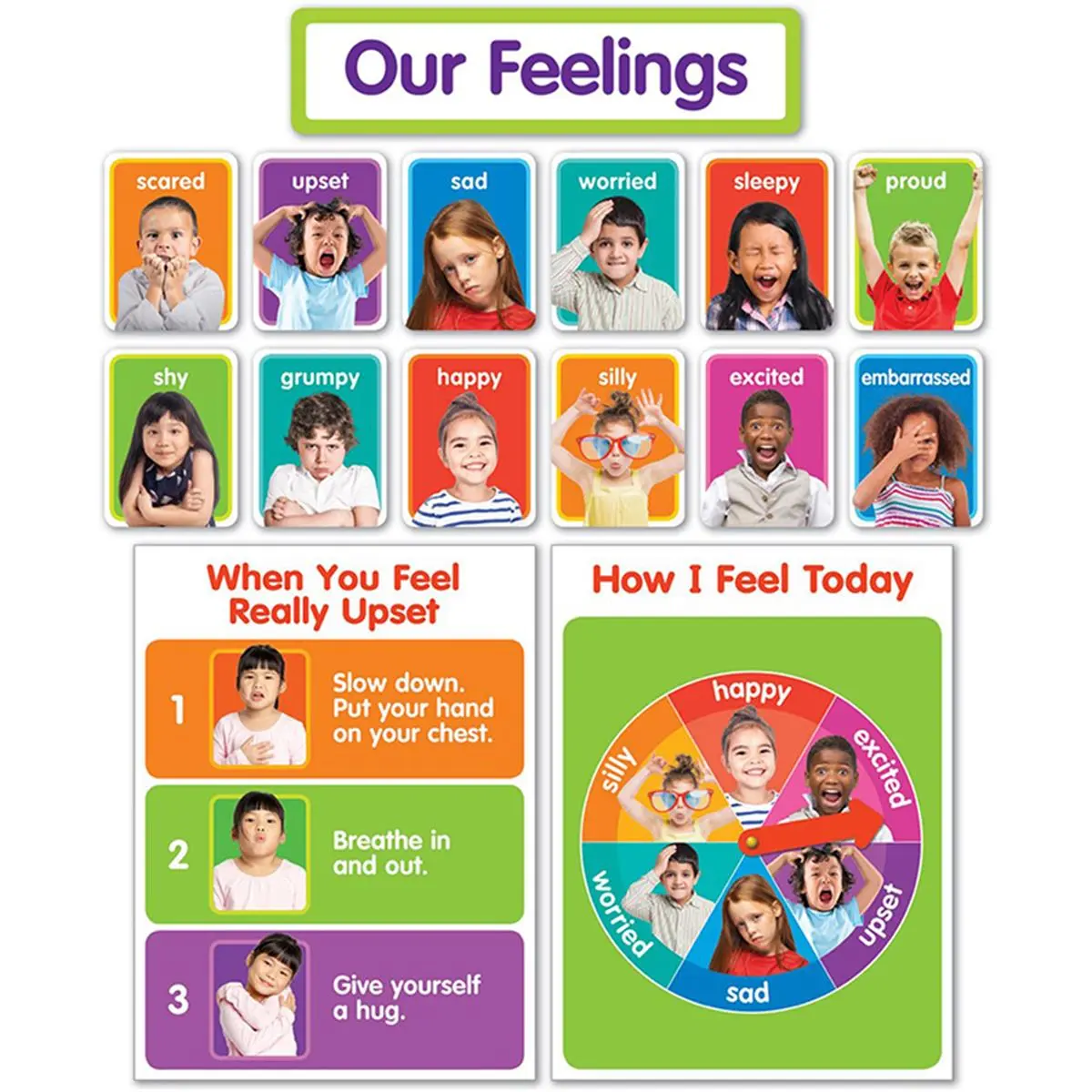 Scholastic Teaching Resources Our Feelings & Emotions Bulletin Board Set, 6"x8" Learning Materials, School Classroom Supplies, Homeschool Supplies for Calming Down When Upset