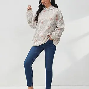 Womens Camo Hoodies Maple Leaf Print Oversized Hooded Sweatshirt Fleece Pullover Sweatshirts Long Sleeve with Pocket