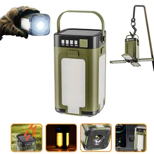 1PC LED Camping Lantern, Rechargeable Camping Light with Solar Power, Portable Flashlight, Lightweight Waterproof Flashlight, 6 Lighting Modes, IPX4 Waterproof, 4-Panel Design, Power Bank Function, Portable for Camping, Hiking, Emergency Use