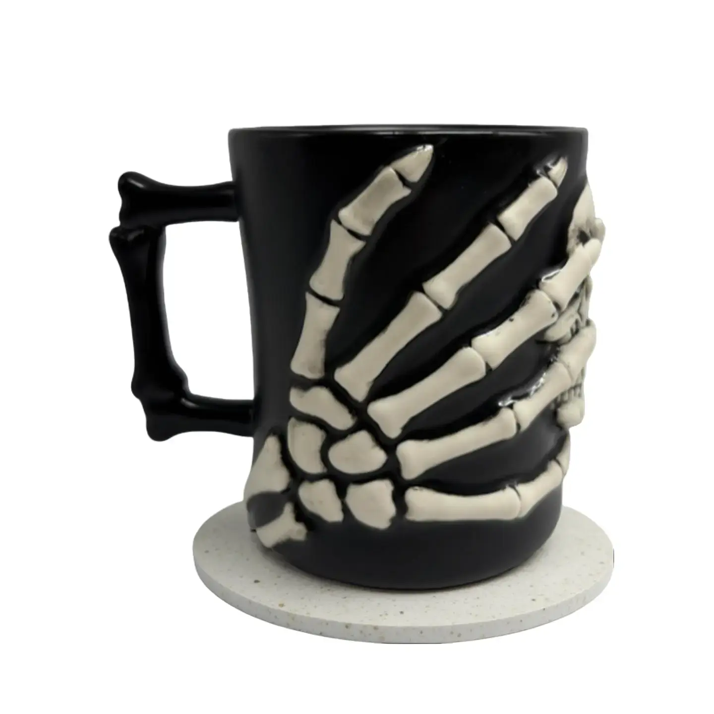 Spooky Skeleton Hand Mug - Perfect for Halloween with Detailed Design and Bold Black & White Color Scheme