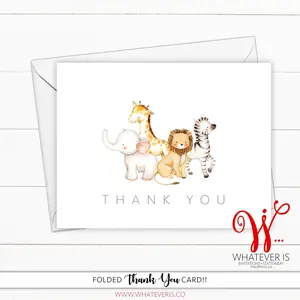 Safari Animal Thank You Card Set