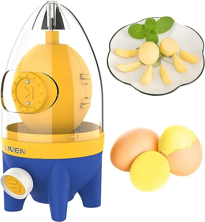 Golden Egg Maker Manual Puller, Portable Egg Spinner Scrambler in Shell for Boiled Golden Eggs, Silicone Shaker Whisk Yolk Mixer with Drawstring, Egg Homogenizer for Kitchen Cooking Utensils Thick