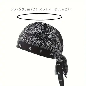 Paisley Cooling Headscarf & Cap Set, Motorcycle Pirate Head Cover Safety Helmet Inner Liner, Stretch Fit Hand Washable Versatile Outdoor Headwear for Sportsmen & Outdoor Lovers