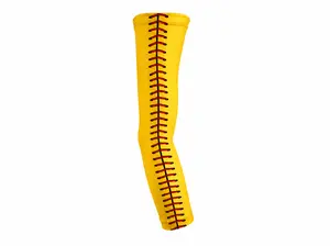 Yellow Softball Compression Arm Sleeve - Youth & Adult Sizes, UV Protection - for Baseball, Sports Training, Gym Use