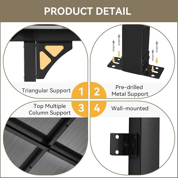 【Ships in 1 Packages】Aoxun 8x10'/5x8' Wall-Mounted Gazebo Pergola for Outdoor Patio with 55lbs/㎡ Load-Bearing Capacity LED Waterproof Hanging Lights Durable Polycarbonate Material 【Ships in 1 Packages】Aoxun 8x10'/5x8' Wall-Mounted Gazebo Pergola for Outdoor Patio with 55lbs/㎡ Load-Bearing Capacity LED Waterproof Hanging Lights Durable Polycarbonate Material