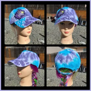 Purple & Turquoise Tie Dye Unicorn BLING Hat