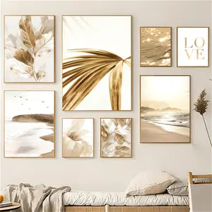 Modern Nordic art gold leaf Painting Calligraphy Eco-Friendly Cotton Canvas Poster Fine Texture Smooth Surfac Waterproof Wall Art for Home & Outdoor Decor Gift Modern Home Decoration