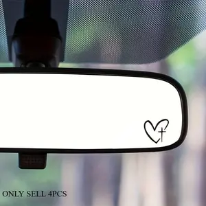 4PCS/SET Heart & Cross Car Sticker for Car Rearview Mirror Decoration, Easily Upgrade Interior's Spiritual Healing Style, Minimalist Design Makes Interior Say Goodbye to Monotony, Show Faith Enthusiast Proposition, Sticker for Cars