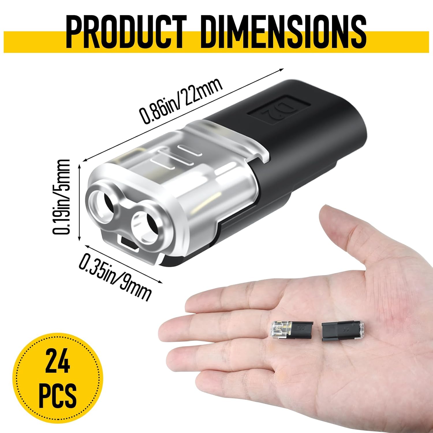 2 Pin LED Light Connector Universal Locking Buckle Double Wire Low Voltage Fast Plug LED Strip Adapter for Automotive Car Motorcycle LED Lighting Wiring