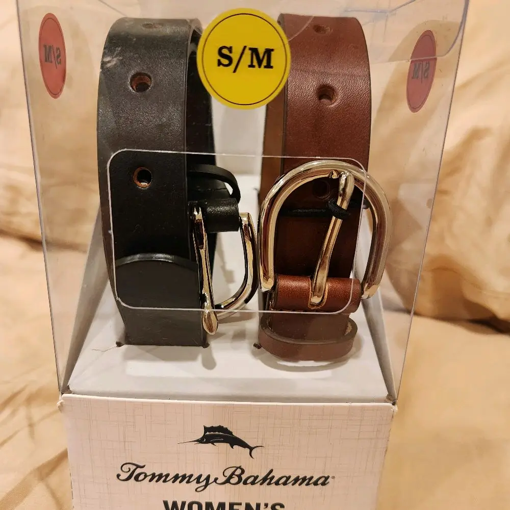 Tommy Bahama Women's S/M Belts Set of 2 New in Box Brown & Black Classic Style