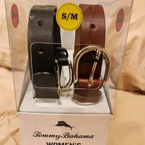 Tommy Bahama Women's S/M Belts Set of 2 New in Box Brown & Black Classic Style