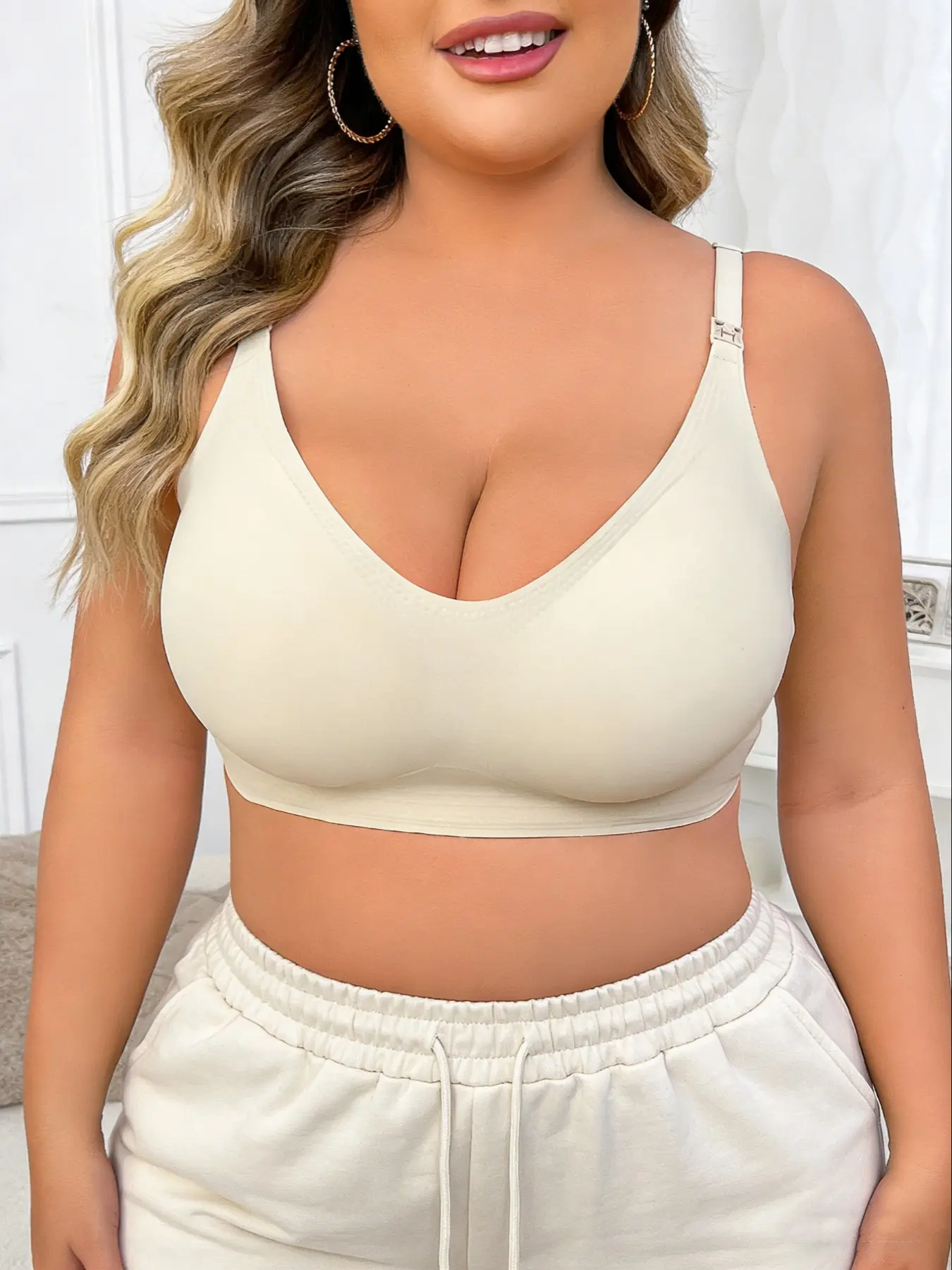 Plus Size Maternity Nursing Bra with Removable Sponge Pads, Adjustable Straps, Suitable for Pregnancy and Breastfeeding, All Seasons, Maternity Solid Bra, Maternity Bras