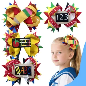 Summervibes JoyBowie 5-inch Wide Red Christmas Baby Headband Twill Material Holiday Hair Accessories for Baby Girls, Girls Hair Clips 4-Pack little bows