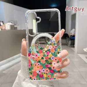 Magnetic Soft Case for  Samsung Galaxy S26 Edge S23 Ultra S24 Plus FE S25 S22+ Floral Bounty Bliss Pattern Anti-Yellowing Shockproof ultra-thin Silicone Crystal Transparent Acrylic Large Hole Cover Supports Wireless Charging