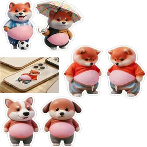 6Pcs 3D Shiba Inu Dog Belly Mochi Squishy Stickers, Stress Relief Fidget, Cute Squeeze Toys for Kids Party Favors, Classroom Gifts, School Rewards, Fun Gift for Adults & Kids, Silicone Puffy Car Door & Wall Buffers, Father's Day & Easter