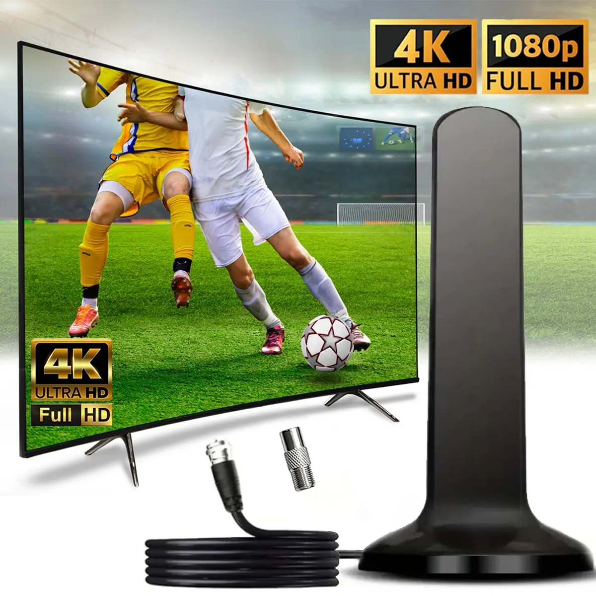 (Factory direct sales and wholesale available) 2025 new brand ultra-high definition indoor high-definition digital TV antenna HD TV Antenna supports 720p 1080p 4k 8k-with 3-meter coaxial cable