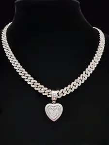 1Piece Women Hiphop Love Heart Shape Pendant Necklace Fashion Vintage Hip Hop Necklace Is Perfect For Party Or Everyday Lovers' Gifts Jewel Necklace