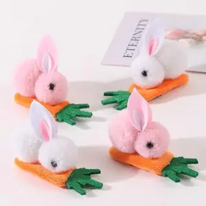 Baby Bunny Hair Clips Set - 4Pcs Easter Cute Soft Plush Rabbit Hair Day Accessories Barrettes, Funny Ear Hairpin for Toddler Girls Kids, Non-Slip Grip Party Favor