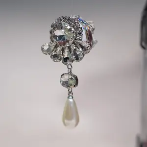 59 Elegant Crystal Flower Bead Charm with Teardrop Pendant | DIY Pen Topper & Phone Strap Accessory