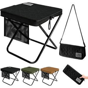 Extra Large Foldable Backpack Stool, Heavy Duty Thickened Collapsible Portable Pocket Folding Chair, Compact Travel Seat for Fishing, Hiking, Picnic and Outdoor Activities (Black)