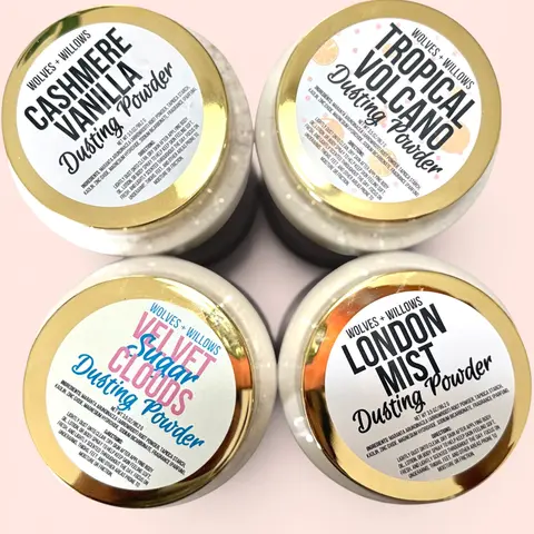 Talc-Free Scented Body Dusting Powder - Baking Soda (Sodium Bicarbonate), Sugar, Tapioca Starch Formula, Gentle, Fluffy, Smoothing, Moisture Control for Adult Daily Bath & Body Care, Multiple Scents (Vanilla, Lavender)