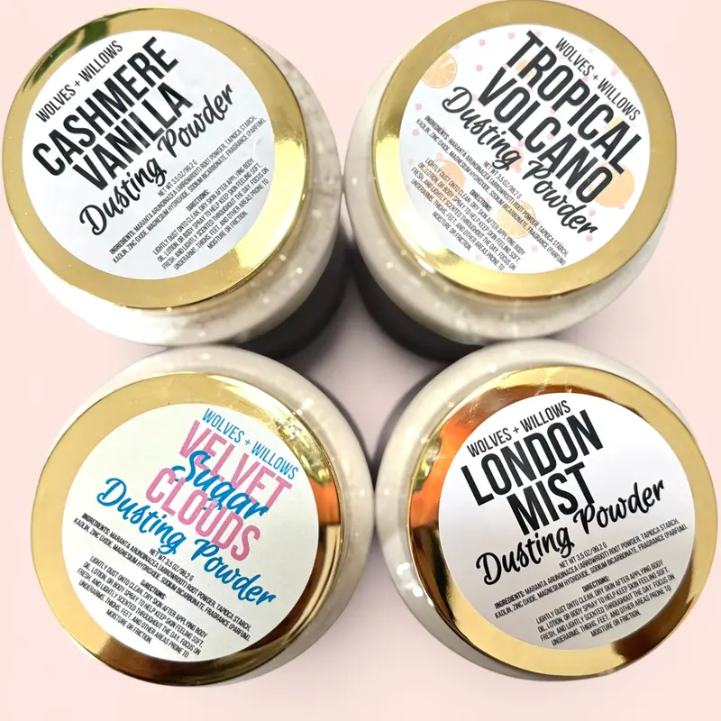Talc-Free Scented Body Dusting Powder - Baking Soda (Sodium Bicarbonate), Sugar, Tapioca Starch Formula, Gentle, Fluffy, Smoothing, Moisture Control for Adult Daily Bath & Body Care, Multiple Scents (Vanilla, Lavender)