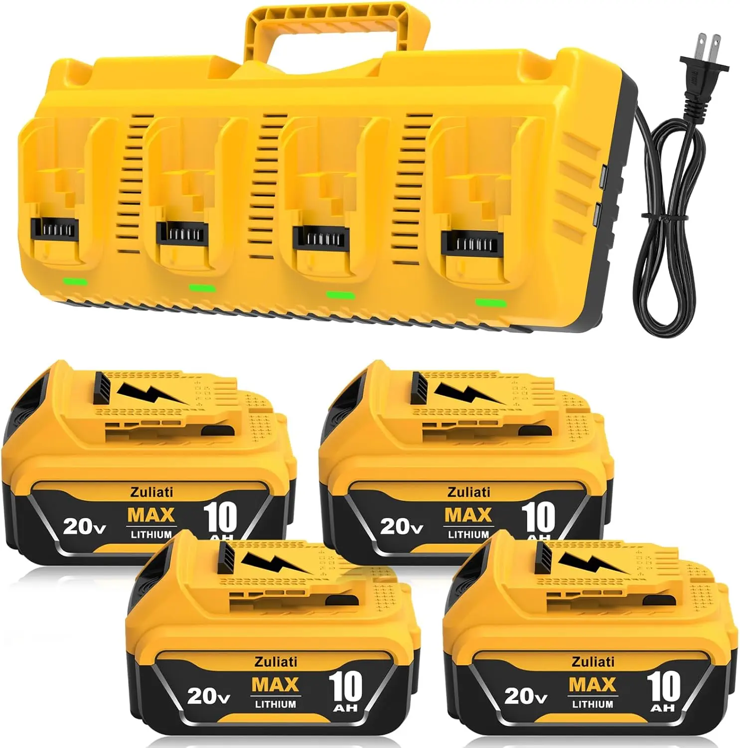 10000mah DCB206 Replacement for Dewalt 20Volt Battery and DCB104 Charger, Compatible with Dewalt 20Volt Max Battery DCB180 DCB200 DCB204(10000mah-DCB104)
