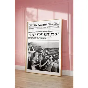 Trendy Newspapers Print, Do it for the plot, Hot Girls Poster, Retro Bar Cart, Magazine Headline Cover Aesthetic, Preppy Room Decor