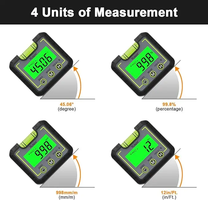 Huepar AG01 Digital Level Angle Gauge Mini Angle Finder Level Box with V-Groove Magnetic Base&Backlight LCD Bevel Gauge Inclinometer for Carpentry,Building, Automobile, Masonry -0-360°Fast Measurement