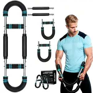 🔥Home & Gym Dual-Use Upper Body Muscle Training Device, Portable Chest Clip Trainer with Elastic Spring, 2026 New Pro 60-100lb Adjustable Power Twister Bar, Upper Body Muscle Builder