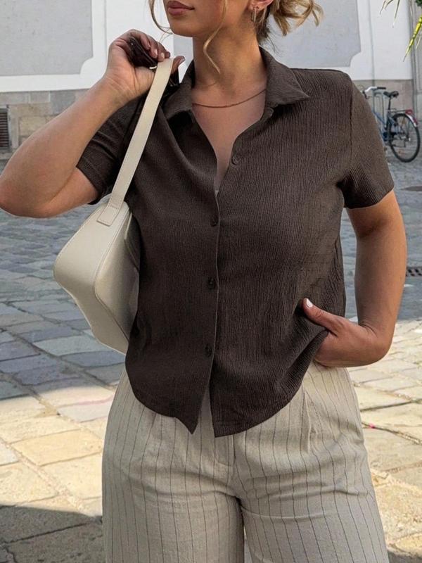 Women's Casual Vintage Textured V-Neck Summer Short Sleeve T-Shirt, Versatile Fit, Perfect for Everyday Wear, Stylish and Comfortable