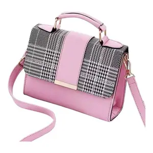 Women's Stylish Houndstooth Crossbody & Shoulder Bag Elegant PU Leather Strap Handbag with Adjustable Strap for Daily Wear & Evening Outings