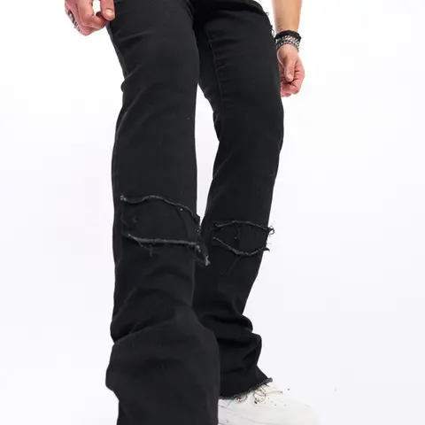 Men's Raw Trim Pocket Jeans Casual Jean Style Regular Fit Casual Comfy Stretch Medium Denim Trousers Pants for Daily Wear, Fashion Men's Bottoms Menswear for All Seasons