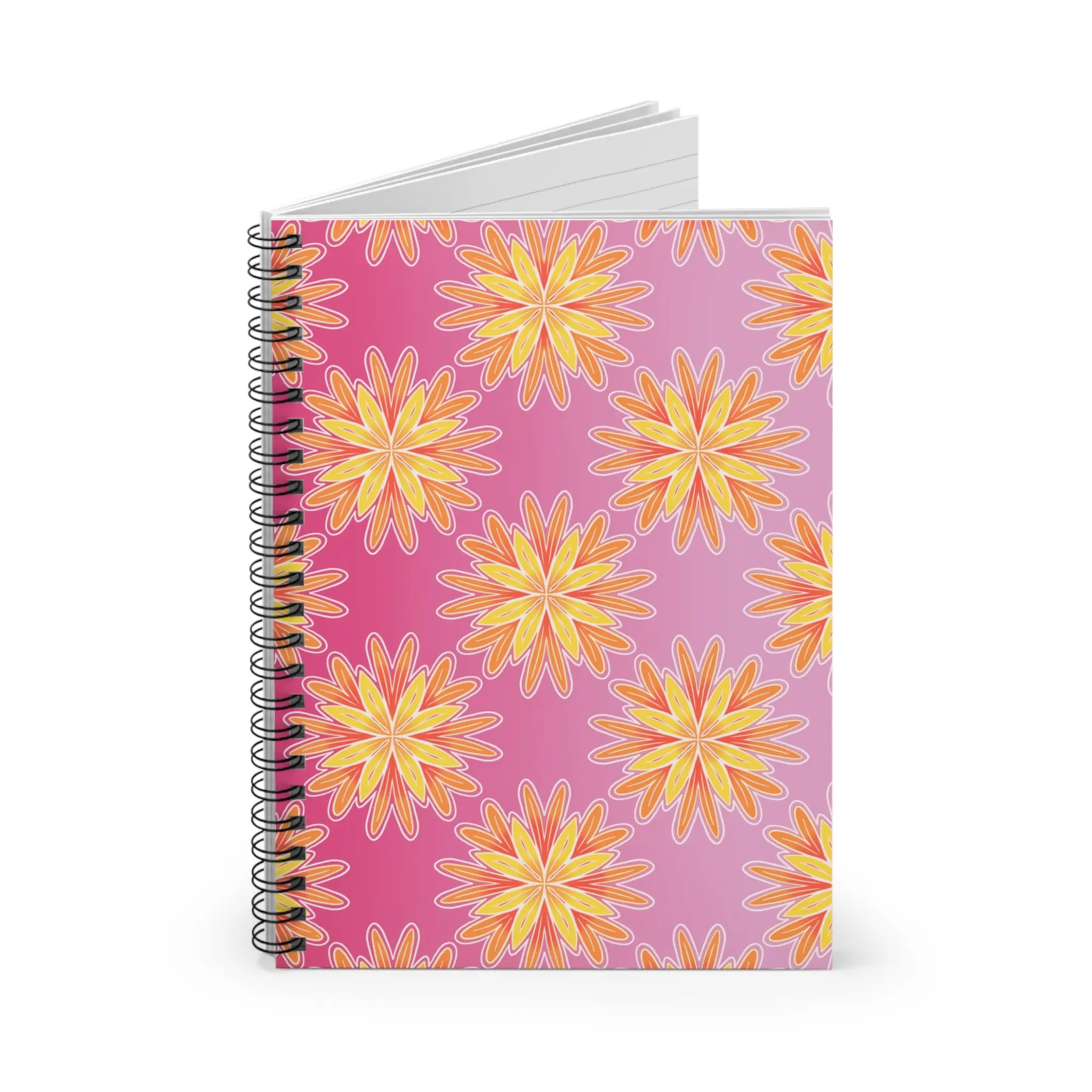 Yellow Daisy Pattern Spiral Notebook | Ruled Lined Journal