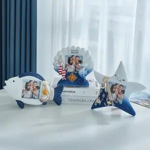 Mediterranean Creative Scallop Fish Starfish Frame, Wedding Photo 3 Inch Picture Frame, Home Decor Ornament, Desktop Decoration