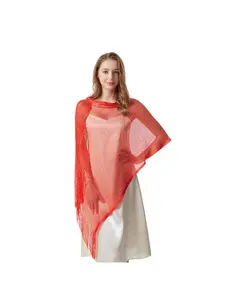 Spring and summer bright silk hollow mesh fringe shawl women polyester scarf multi-purpose headscarf European and American new thin shawl